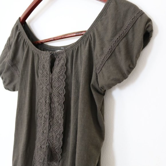 Aeropostale Hunter Green Cotton Peasant Top - Picture 3 of 7